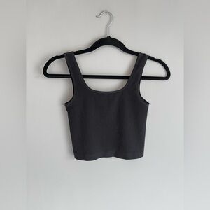 C’est Moi // Bamboo Rib Square Neck Cropped Tank // Black // One Size // NWT